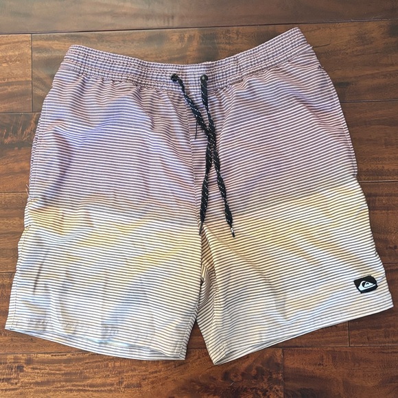 Quiksilver | Men's Gradient Striped Board Shorts - Purple and Yellow - Picture 2 of 8